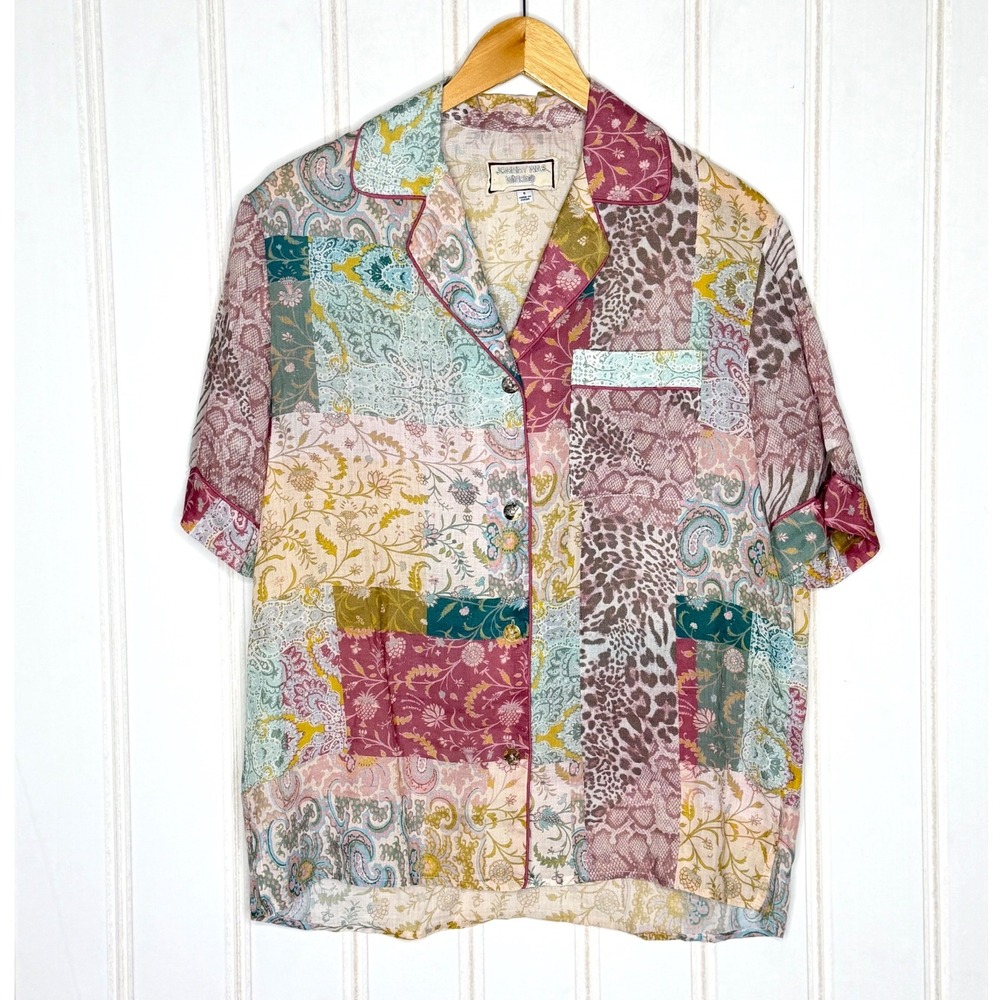 Johnny Was Workshop Ramie Patchwork Button Down S… - image 2